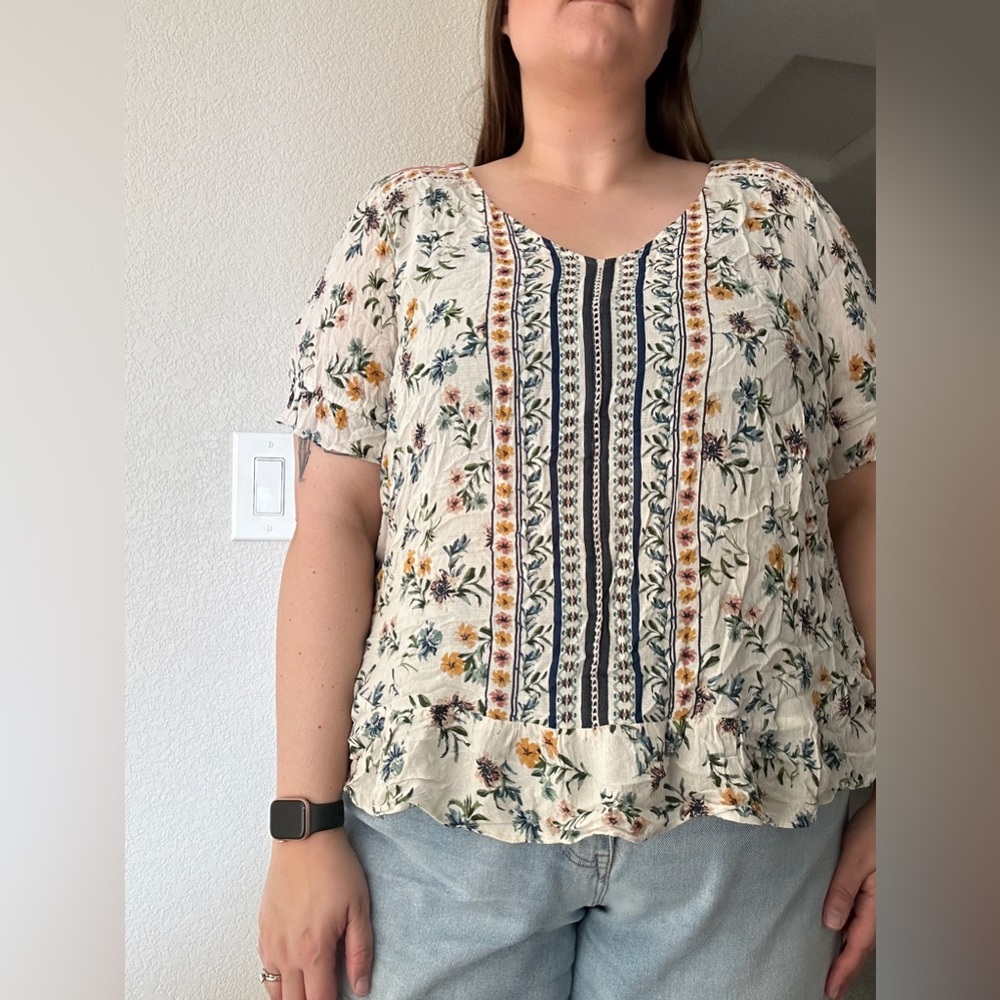 LUCKY BRAND - Floral frill blouse